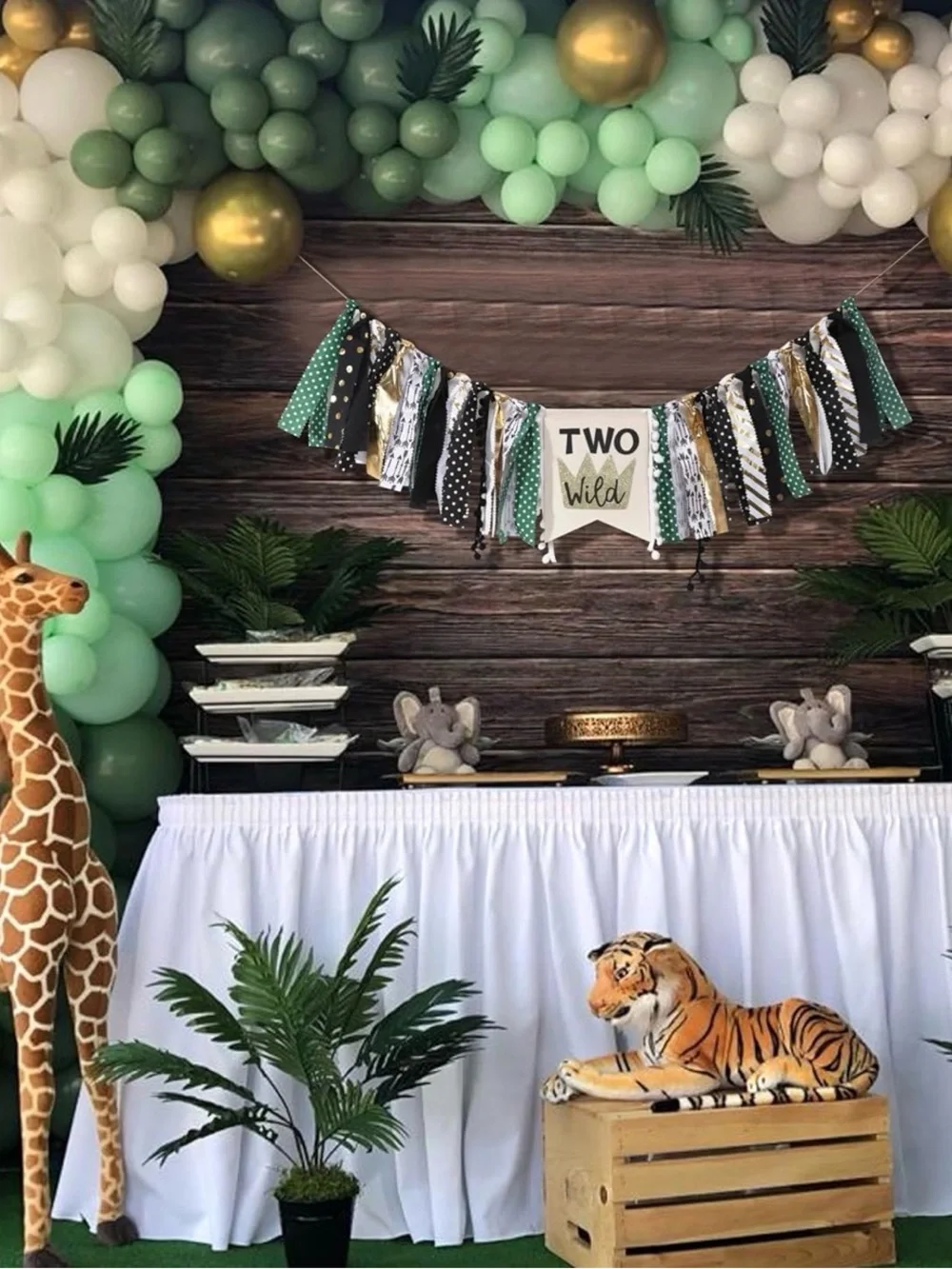 Two Wild High Chair Banner - Green, Gold, White